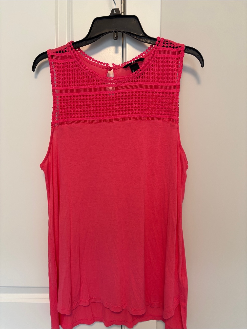 h&m Crochet Yoke Sleeveless Top - Pink